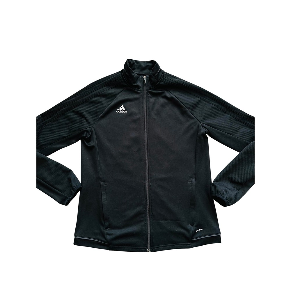 Gorpcore Adidas Climalite Full Zip Track Jacket Mens M Black 3 Stripe Active